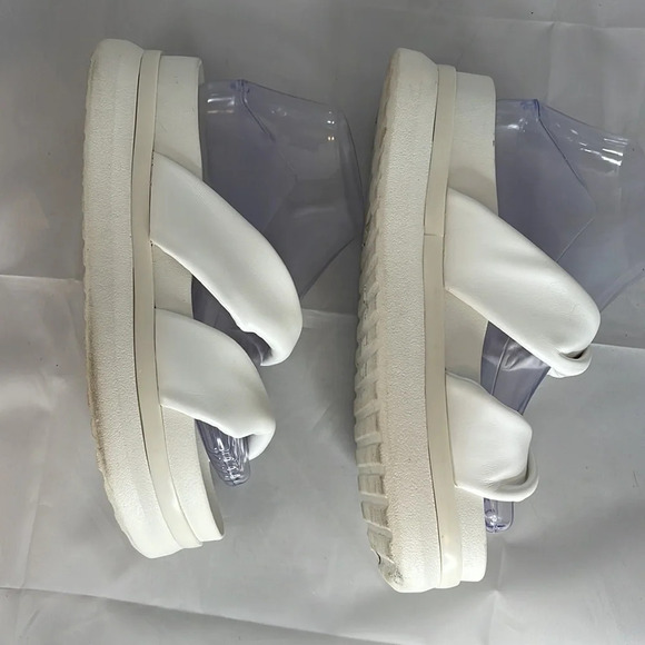 SHEIN Platform Padded Chunky Slides White Faux Leather Twist Strap Sandals 9 - Picture 3 of 10